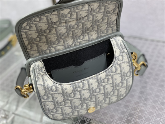 CD Small Di.or Bobby Bag Grey Oblique Jacquard