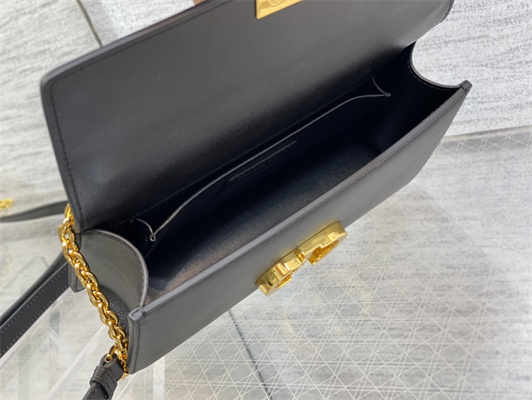 CD 30 Montaigne East-West Bag With Chain Black Calfskin