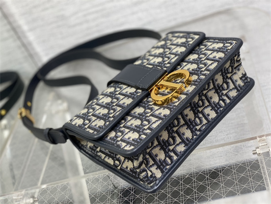 CD Small 30 Montaigne Bag Blue Oblique Jacquard