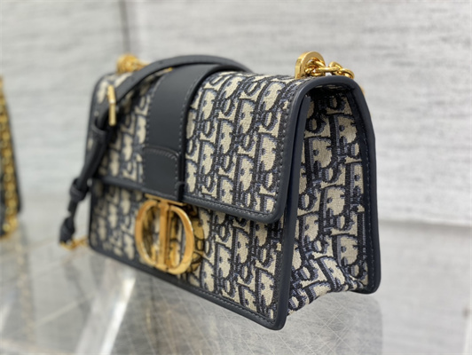 CD 30 Montaigne Chain Bag Blue Oblique Jacquard