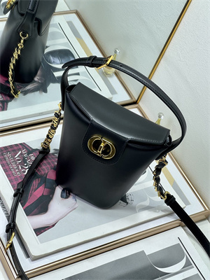 CD 30 Montaigne Amber Mini Bucket Bag Box Calfskin Black