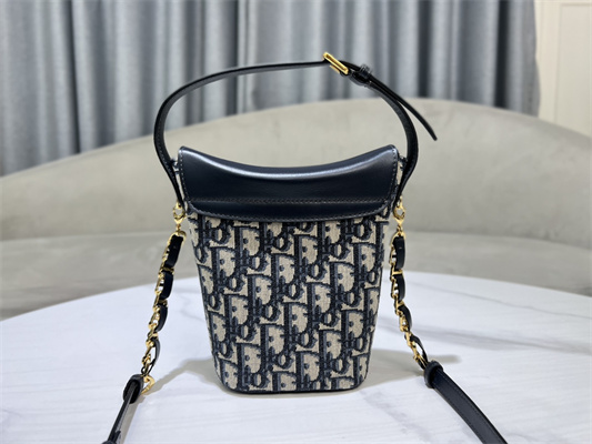 CD 30 Montaigne Amber Mini Bucket Bag Blue Oblique Jacquard