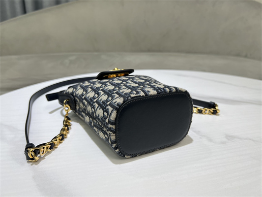 CD 30 Montaigne Amber Mini Bucket Bag Blue Oblique Jacquard