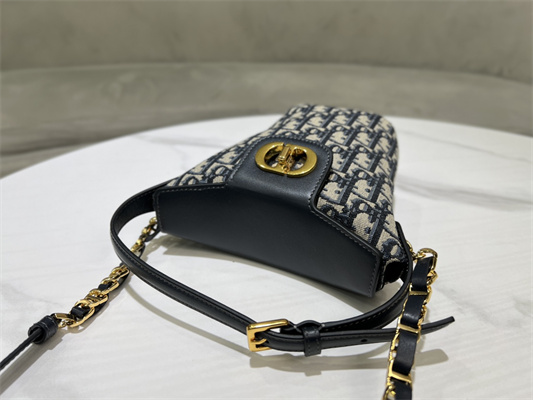 CD 30 Montaigne Amber Mini Bucket Bag Blue Oblique Jacquard