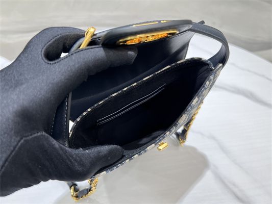 CD 30 Montaigne Amber Mini Bucket Bag Blue Oblique Jacquard