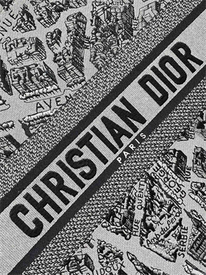 CD Large Book Tote Grey and Black Plan de Paris Embroidery