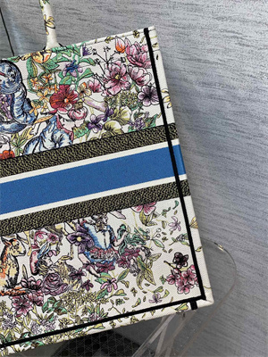 CD Large Book Tote D-Constellation Embroidery White Multicolor