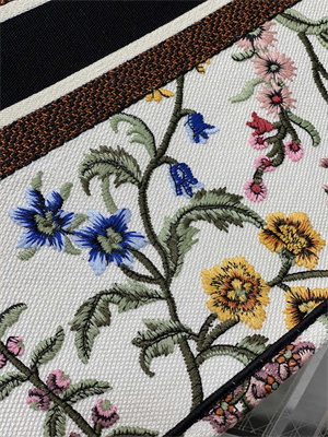 CD Large Book Tote Petites Fleurs Embroidery White Multicolor