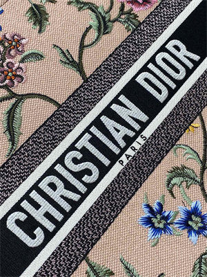 CD Large Book Tote Petites Fleurs Embroidery Nude Beige Multicolor