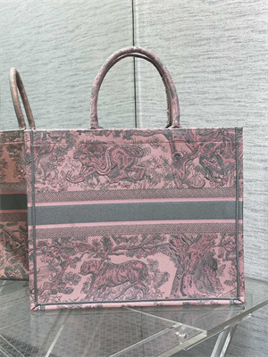 CD Large Book Tote Toile de Jouy Embroidery Pink and Grey