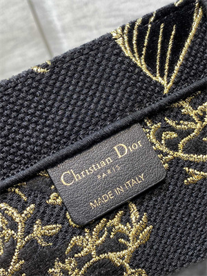CD Large Book Tote Jardin d’Hiver Embroidery Black and Gold