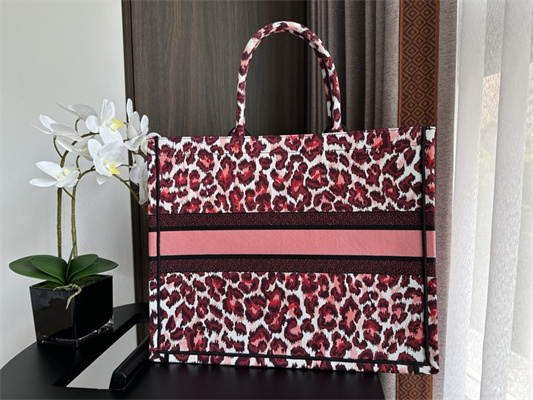 CD Large Book Tote Pink Multicolor Mizza Embroidery