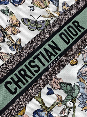 CD Large Book Tote Toile de Jouy Mexico Embroidery White Multicolor