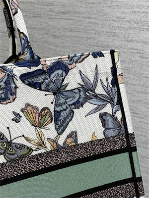 CD Large Book Tote Toile de Jouy Mexico Embroidery White Multicolor