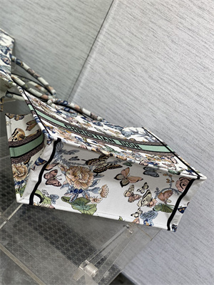 CD Large Book Tote Toile de Jouy Mexico Embroidery White Multicolor