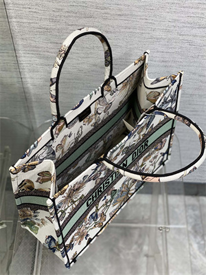 CD Large Book Tote Toile de Jouy Mexico Embroidery White Multicolor