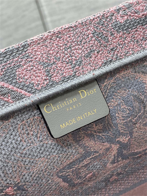 CD Large Book Tote Toile de Jouy Embroidery Grey and Pink