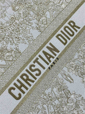 CD Large Book Tote Butterfly Around The World Embroidery White and Gold Tone