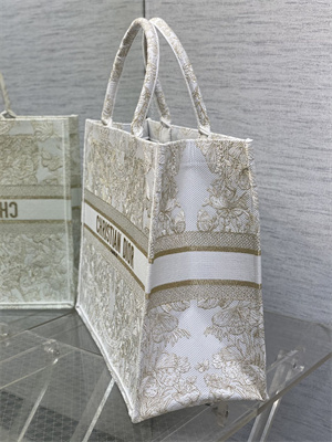CD Large Book Tote Butterfly Around The World Embroidery White and Gold Tone