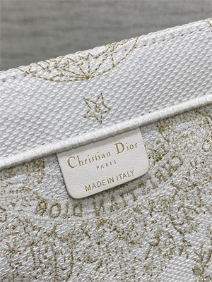 CD Large Book Tote Butterfly Around The World Embroidery White and Gold Tone