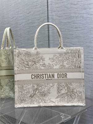 CD Large Book Tote Jardin d’Hiver Embroidery White And Gold Tone