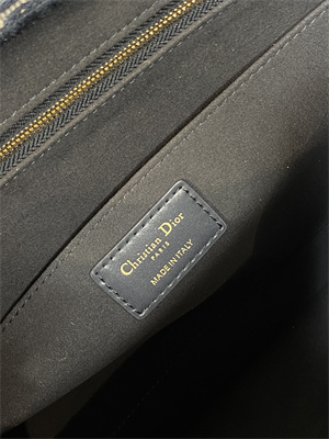 CD Large Book Tote With Strap Ecru and Blue Oblique Embroidery