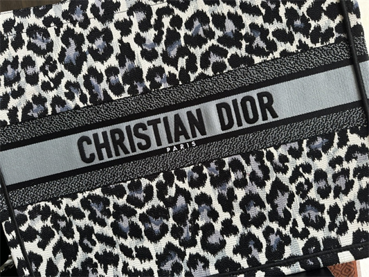 CD Large Book Tote Black Multicolor Mizza Embroidery