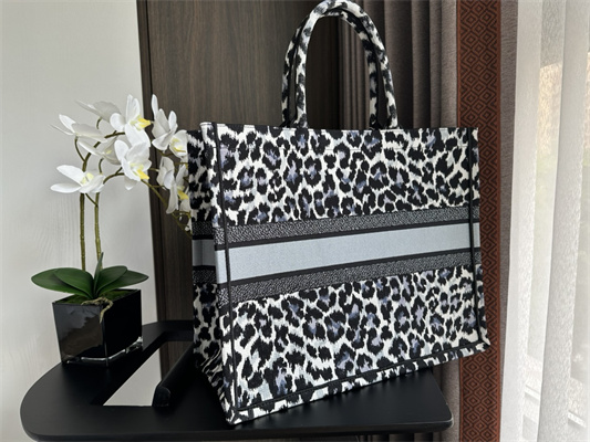 CD Large Book Tote Black Multicolor Mizza Embroidery