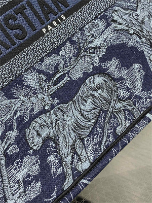 CD Large Book Tote Toile de Jouy Embroidery Denim Blue