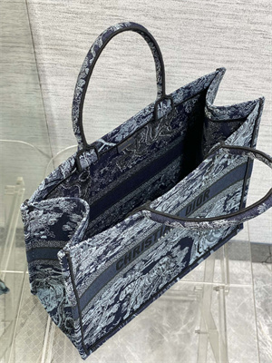 CD Large Book Tote Toile de Jouy Embroidery Denim Blue