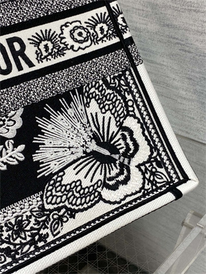 CD Large Book Tote Butterfly Bandana Embroidery Black and White