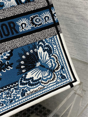 CD Large Book Tote Butterfly Bandana Embroidery Blue Multicolor