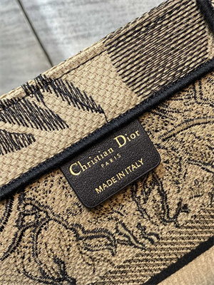 CD Medium Book Tote Jute Canvas Embroidery With Tiger