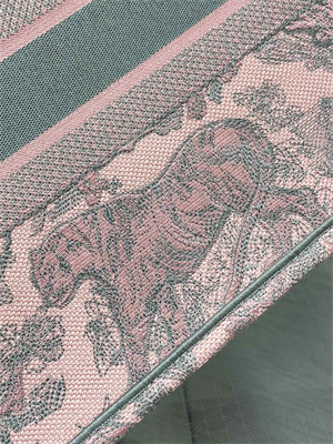 CD Medium Book Tote Toile de Jouy Embroidery Pink and Grey