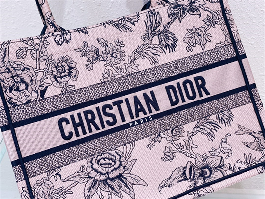 CD Medium Book Tote Jardin Botanique Embroidery Pink