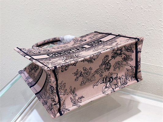 CD Medium Book Tote Jardin Botanique Embroidery Pink