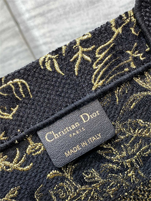 CD Medium Book Tote Jardin d’Hiver Embroidery Black and Gold Tone