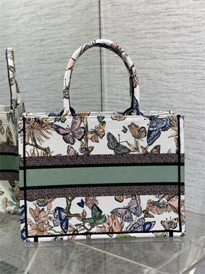 CD Medium Book Tote Toile de Jouy Mexico Embroidery White Multicolor
