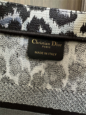 CD Medium Book Tote Black Multicolor Mizza Embroidery