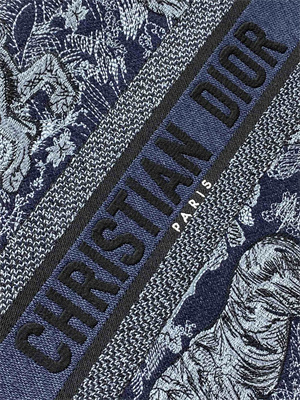 CD Medium Book Tote Toile de Jouy Embroidery Denim Blue