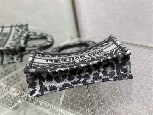 CD Mini Book Tote Black Multicolor Mizza Embroidery