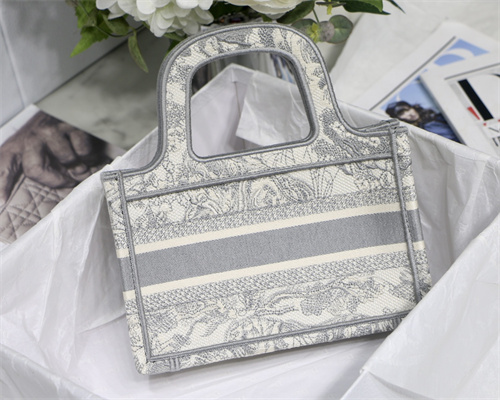 CD Mini Book Tote Toile de Jouy Embroidery Grey