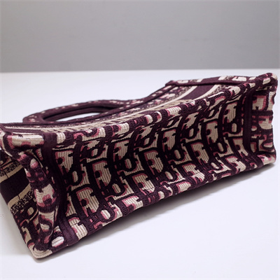 CD Mini Book Tote Oblique Embroidery Burgundy