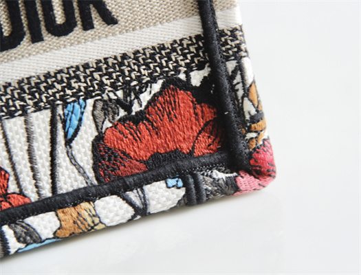 CD Mini Book Tote Mille Fleurs Embroidery Black Multicolor