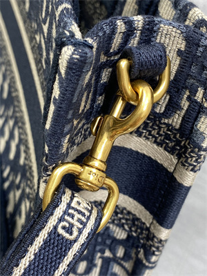 CD Mini Book Tote With Strap Blue Oblique Embroidery