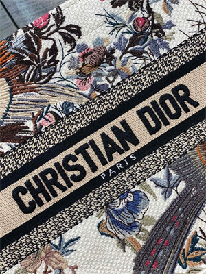 CD Small Book Tote Jardin d’Hiver Embroidery White Multicolor