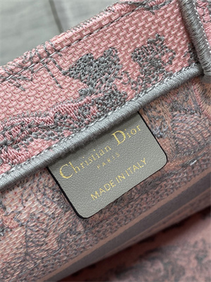 CD Small Book Tote Toile de Jouy Embroidery Pink and Grey