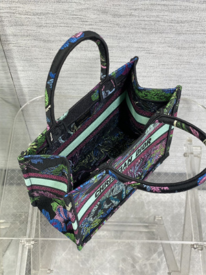 CD Small Book Tote Voyage Toile de Jouy Embroidery Green Multicolor