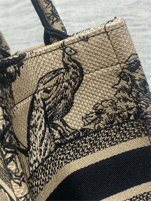 CD Small Book Tote Voyage Toile de Jouy Embroidery Beige and Black