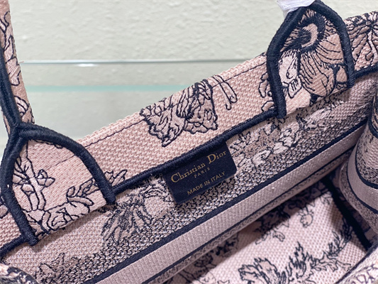 CD Small Book Tote Jardin Botanique Embroidery Pink